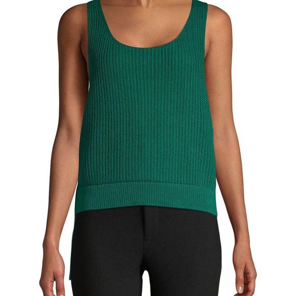Vince Crossover V-Back Green Ribbed Tank Large NWT - Picture 7 of 14